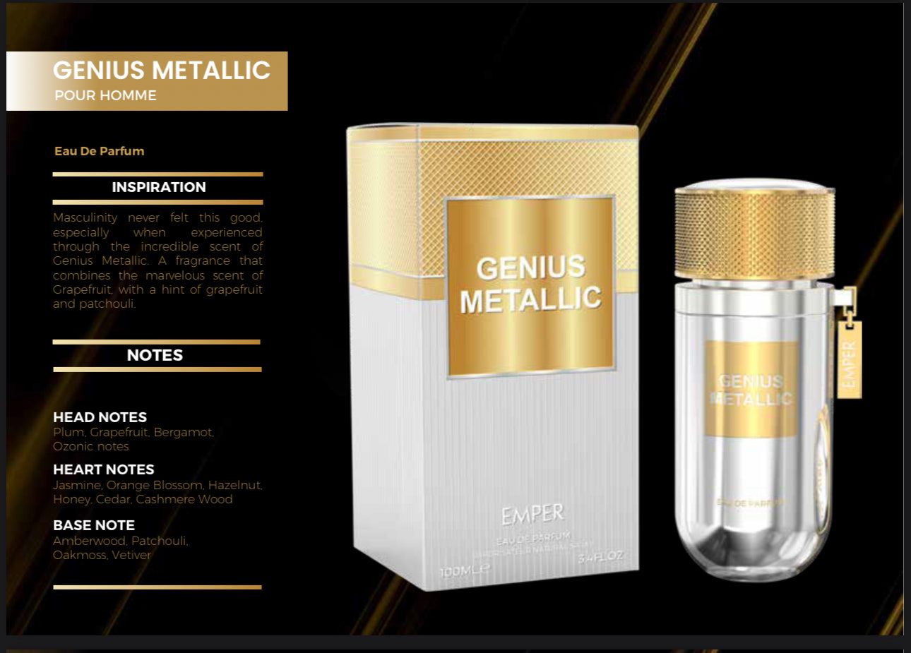 GENIUS METALLIC  EMPER BY-PROMO ENVIO GRATIS APARTIR DE  $85 RETAIL 3.4FL.OZ 100ML