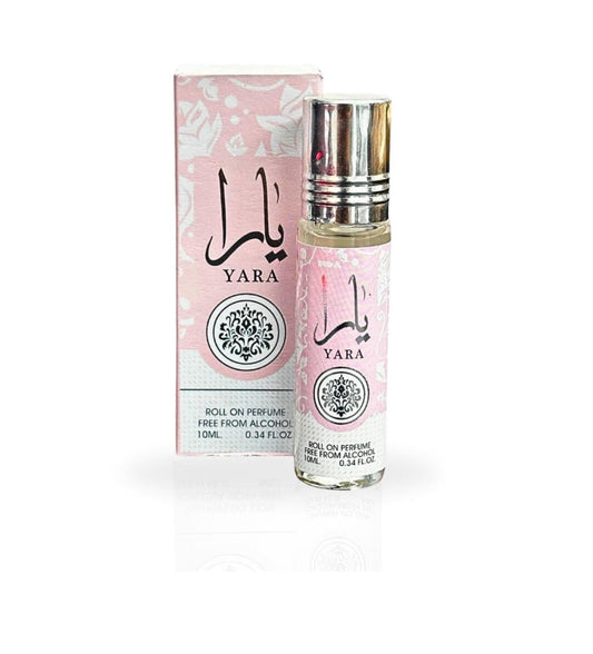 12 YARA LATTAFA ROLL ON PERFUME FREE FROM ALCOHOL 100% EN ACEITE-OIL 0.34 OZ 10ML