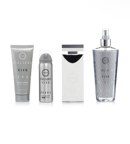 SET LS-ARMAF ITALIANO VIVO Eau de Parfum 3,4 oz y perfume en spray corporal 1,7 oz y fragancia en spray corporal 8,4 oz y loción corporal 3,4 oz  4PC